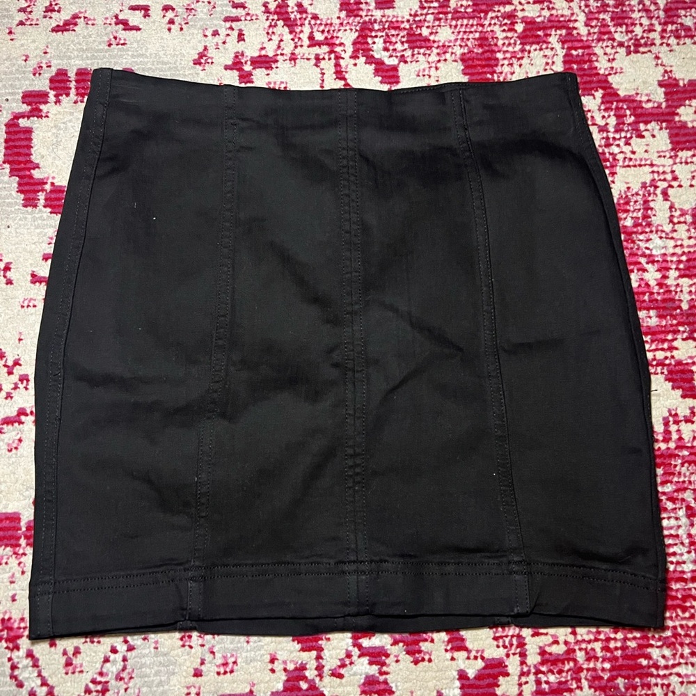 Free People Black Denim Skirt